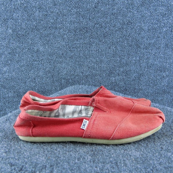 TOMS Women Flat Shoes Orange Fabric Slip On Size 8 Medium - Picture 4 of 10